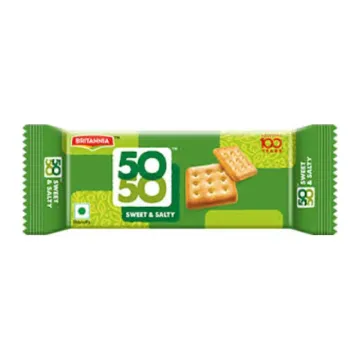 Britannia 50-50 Biscuits (Sweet & Salty) - 76g - Pack of 6