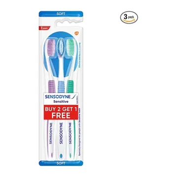 Sensodyne Toothbrush: Sensitive Tooth Brush with Soft Rounded Bristles, 3 Pieces (Buy 2 Get 1 Free)