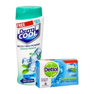 Dermi Cool Menthol Regular Prickly Heat Powder (Free Dettol Soap 125 g) 90g