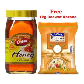 Dabur Pure Honey, (1kg + Free Daawat Rozana Basmati Rice)